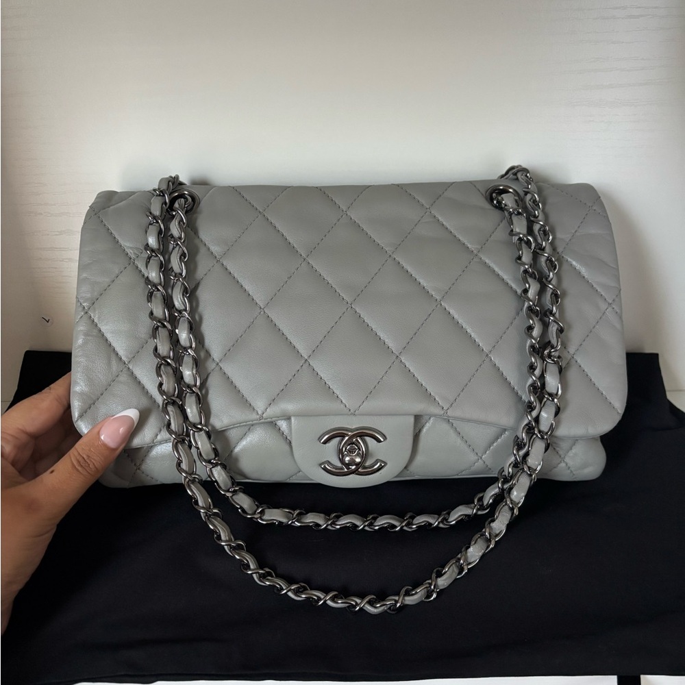 Chanel Silver Quilted Shoulder Bag